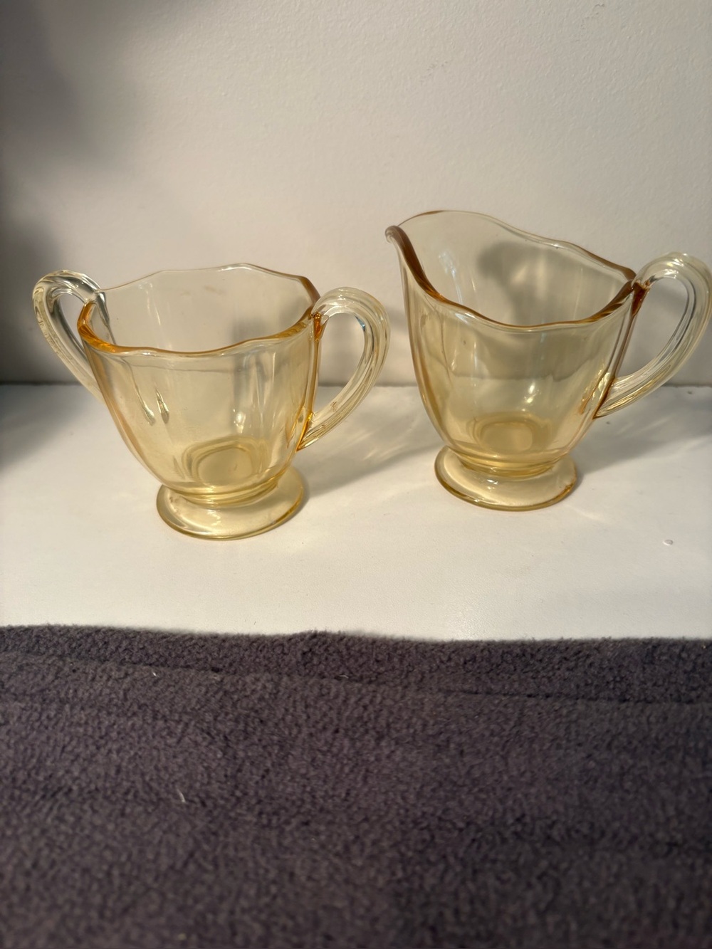 Vintage 1930s Fostoria footed creamer and sugar bowl